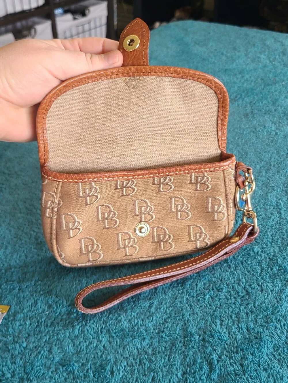 Dooney & Bourke Brown Signature Wristlet Pouch